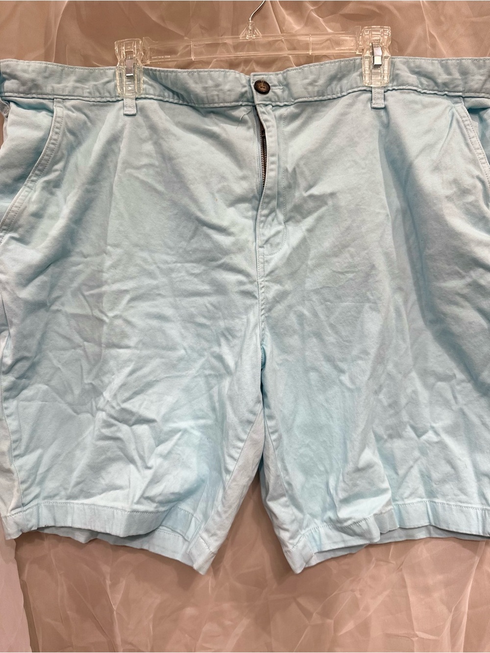 Men's Light Blue Casual Flat Front Cotton Shorts